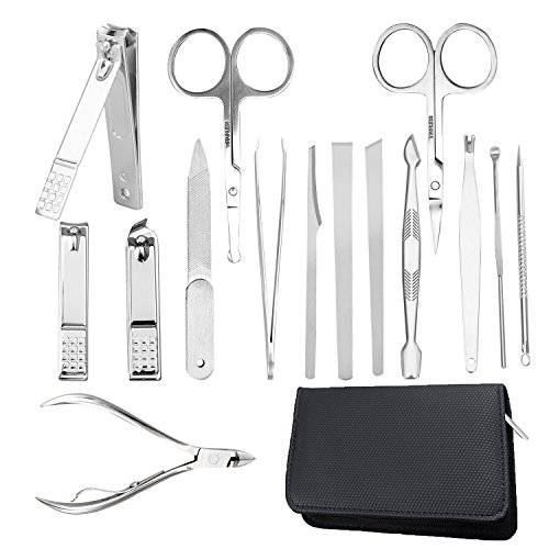 uunumi 15pcs Manicure Pedicure Set Nail Clippers Stainless Steel Toenail Clippers Nail Tools Travel & Grooming Kit with Case …