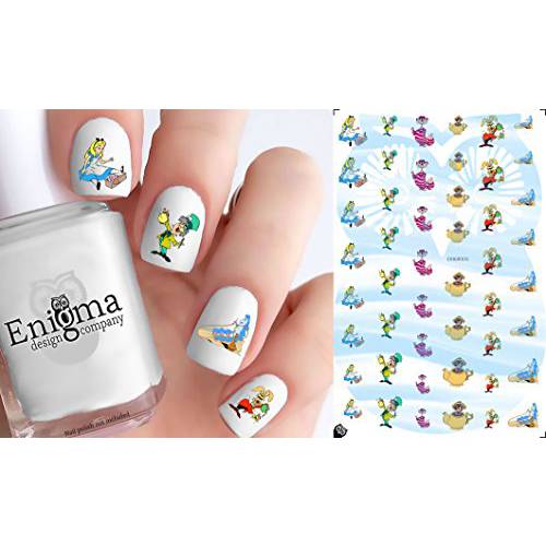 Alice in Wonderland Style Full Color Nail Decals (Clear Water-Slide)