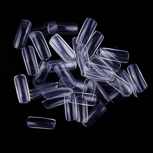 SIUSIO 500 Pcs Clear False Nails Acrylic Full Cover Medium Square Transparent for Salons and DIY Covered Gel Nail Art Tips With 10 Sizes for Women and Girls(Full Cover)