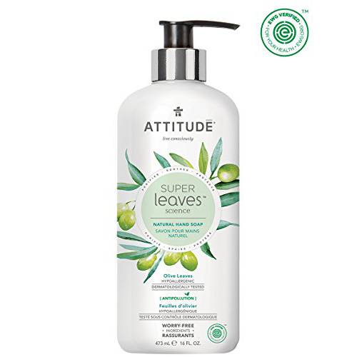 ATTITUDE Super Leaves, Hypoallergenic Hand Soap, Olive Leaves, 16 Fluid Ounce