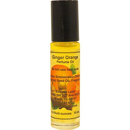 Eclectic Lady Ginger Orange Perfume Oil, Small - Organic Jojoba Oil, Roll On, 0.3 oz
