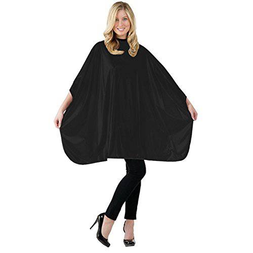 Betty Dain Hair Stylist Shampoo Cape, Waterproof and Stain Resistant Vinyl, Soft Nylon Neckband, Classic Black Color Design, Touch-and-close Fastener, 36 x 54 inches, Black