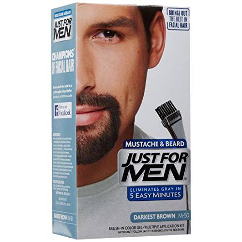 Just For Men Mustache & Beard M-50 Darkest Brown Color Gel (2 Pack)