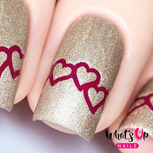 Whats Up Nails - Heart Chain Nail Stencils Stickers Vinyls for Nail Art Design (1 Sheet, 20 Stencils)