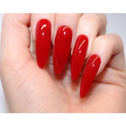 ALLKEM Hot Red Extra Long Stiletto press on false Nail tips 20pcs full cover fake nails