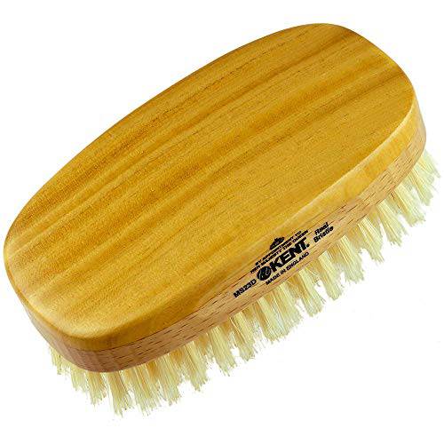 Kent MS23D Finest Men’s Military Style Hair Brush - Satin and Beechwood Travel Size Base, Soft Pure White Natural Boar Bristle Ideal for Fine or Thinning Hair and Sensitive Scalps