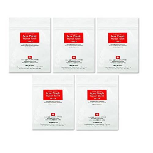 COSRX Acne Pimple Patch Absorbing Hydrocolloid Original 3 Size Patches for Blemishes and Zits Cover, Spot Stickers for Face and Body, Not Tested on Animals, No Toxic Ingredients (120 Count (Pack of 5))