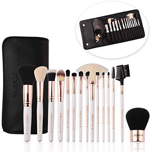 Makeup Brushes Set,15pcs Rose Gold Luxury and Fashion Makeup Brushes,Professional Premium Synthetic Foundation Powder Concealers Eye Shadows Makeup brushes Set with Perfect Vegan Leather Bag…