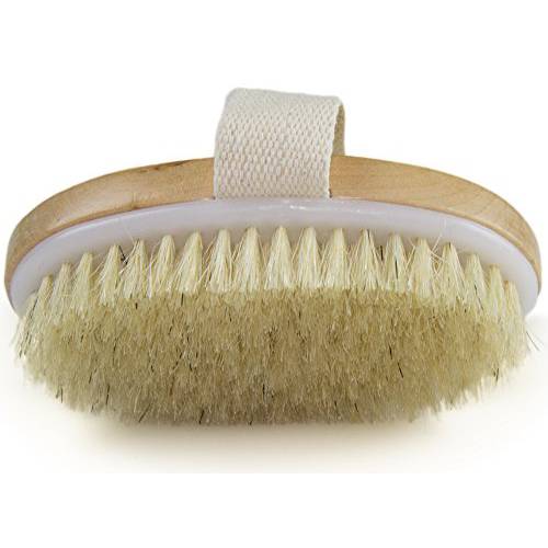Dry Skin Body Brush - Improves Skin’s Health and Beauty - Natural Bristle - Remove Dead Skin and Toxins, Cellulite Treatment, Improves Lymphatic Functions, Exfoliates, Stimulates Blood Circulation