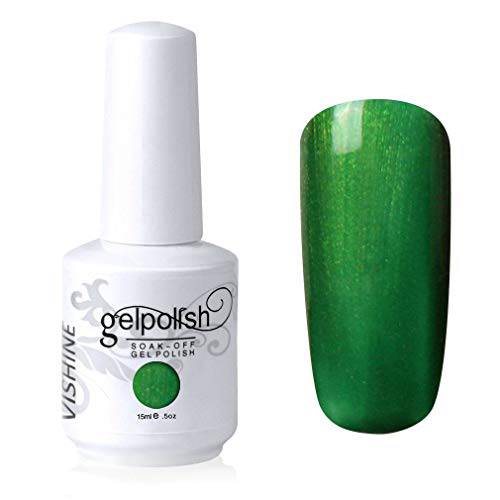 Vishine Nail Salon UV Manicure Polish Soak Off Gel Polish Nail Art Pearl Dark Green (650)