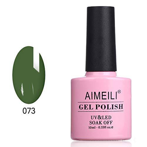 AIMEILI Soak Off U V LED Emerald Dark Green Gel Nail Polish - Kale (073) 10ml