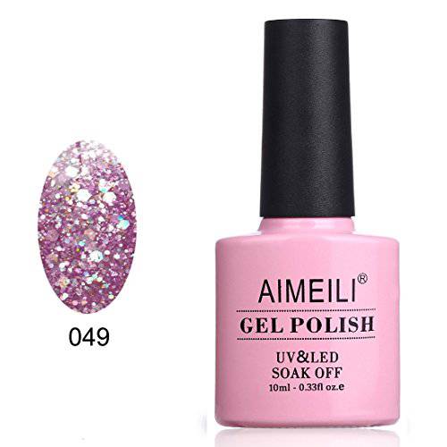 AIMEILI Soak Off U V LED Gel Nail Polish - Princess Glitter (049) 10ml