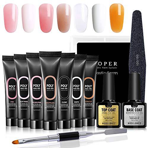 Modelones Poly Nail Gel Kit - Luxurious 7 Colors Quick Nail Extension Solution Gel Tube in GiftBox