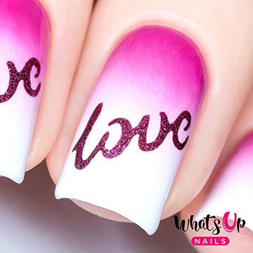 Whats Up Nails - Written With Love Nail Stencils Stickers Vinyls for Nail Art Design (1 Sheet, 20 Stencils)
