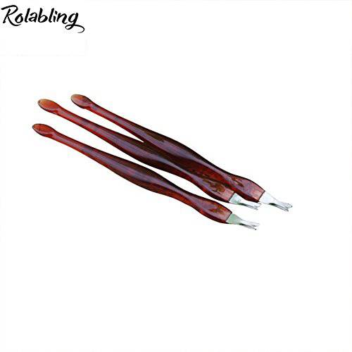Rolabling Nail Care Tools Pedicure Salon Cuticle Pusher Metal Hard Dead Skin Remover Cuticle Removal Fork Wine Red (Size-3)