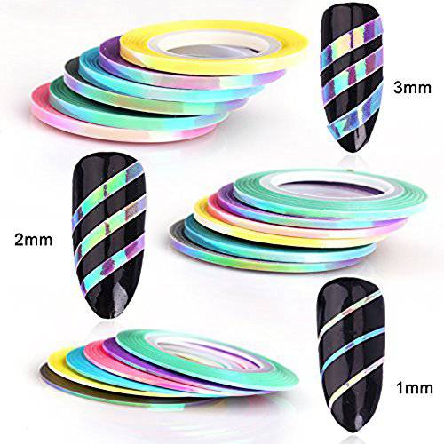 MEILINDS Nail Art Striping Tape Line Mermaid Candy Color 1mm 2mm 3mm Adhesive Sticker DIY Nail Manicure Tools Decals Decoration 18 PCS