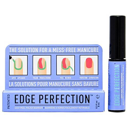 Edge Perfection Original Patented Easy Peel Polish Barrier - Traditional, 0.25 Fl Oz with Thick Brush - The Easy to Use, Quick-Drying Liquid Latex to Reveal Flawless Manicures, Pedicures, or Touch-Ups