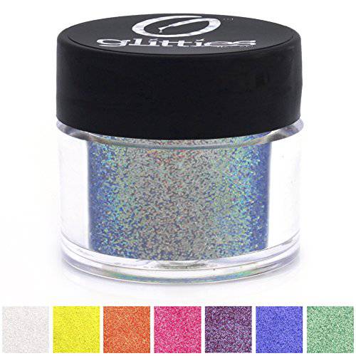 GLITTIES - Blazing Blue - Nail Art Iridescent Fine (.008) Glitter Powder - for Gel Nail Polish, Gel and Acrylic Nail Powder - (10 Gram Jar)