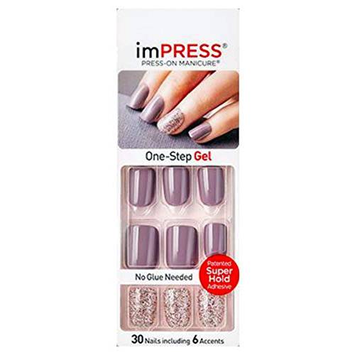 KISS imPRESS NIGHT FEVER 2x Longer Lasting Short Nails by Broadway Press-On Manicure Nails