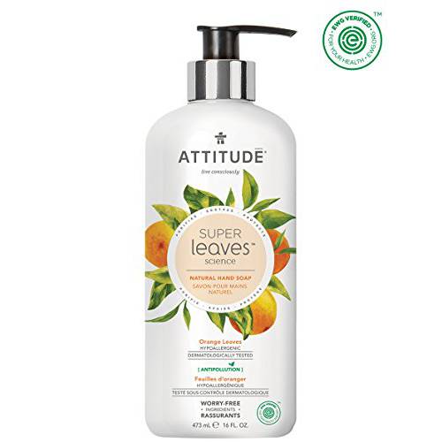 ATTITUDE Super Leaves, Hypoallergenic Hand Soap, Orange Leaves, 16 Fluid Ounce