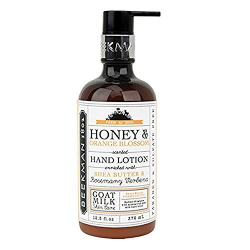 Beekman 1802 - Goat Milk Lotion - Honey & Orange Blossom - Hydrating Goat Milk Lotion for Whole-Body - Naturally Rich in Exfoliating Lactic Acid - Cruelty-Free Goat Milk Bodycare - 12.5 oz