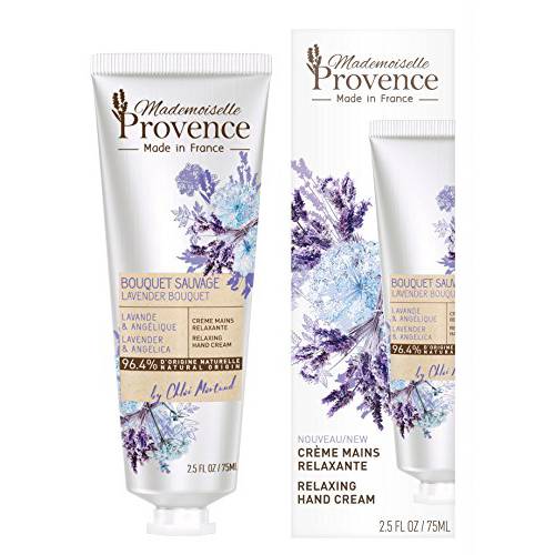 Mademoiselle Provence French Lavender Hand Cream | Relaxing Natural Hand Lotion with Angelica Extracts | Calming & Moisturizing | Light Texture | Vegan | Cruelty Free 2.5 fl oz