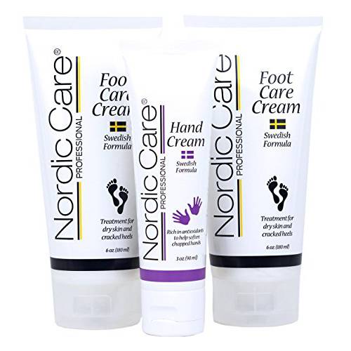 Nordic Care Foot Care Cream 6 ounces. (Pack of 2) Plus Hand Cream. Hydrates and Treats Severely Cracked Heels.