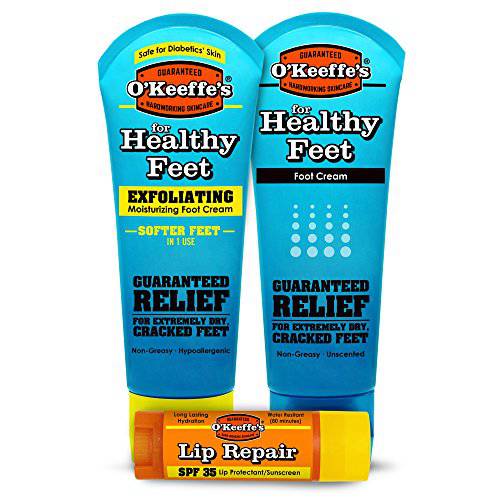 O’Keeffe’s Healthy Feet Tube, Healthy Feet Exfoliating, and Lip Repair SPF Variety Pack