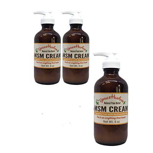 MSM Cream, 8 Ounce Bottle (All With No Essential Oils)