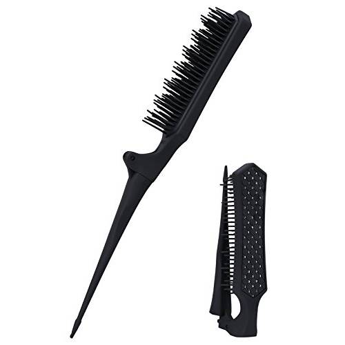 Mini Teasing comb rat tail Brush, Folding Portable Backcombing Detangling Hair Comb