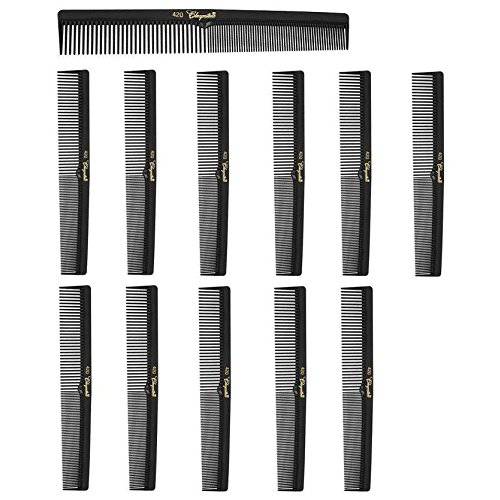 Barber Cleopatra 420 7 Flat Square Back Hair Comb (12 Pack) 12 x SB-C420-BLK