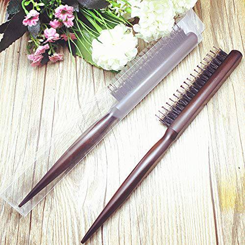 WOLINSPRING Little Wonder Boar & Tourmaline Nylon Bristle Teasing Brush with Rat Tail Handle for Back Brushing Back Combing, Creating Volume, Teasing and Slicking Your Hair Back Colors May Vary【GT-3P】