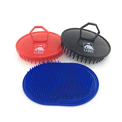 G.B.S Soft Black & Red Premium Scalp Massager Plus 1 Soft Pocket Comb/Brush 3 Pack Head Scrubber for Hair Growth. Hair Brushes Shower Shampoo Hair Caretaker for Women Men Beard