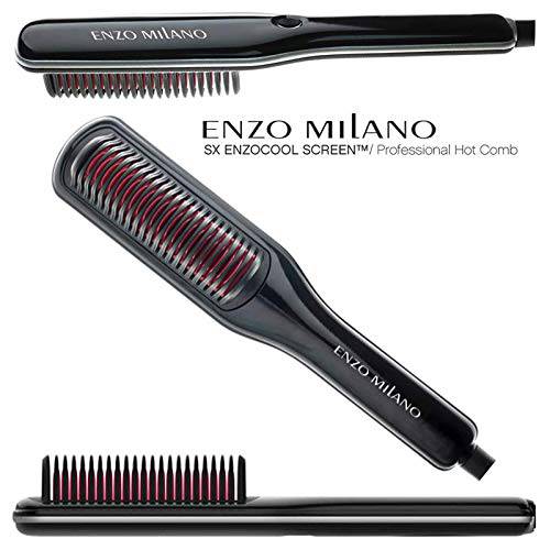 ENZO Milano SX ENZOcool Professional 2-In-1 Hot Comb Hair Straightener and Curling Iron
