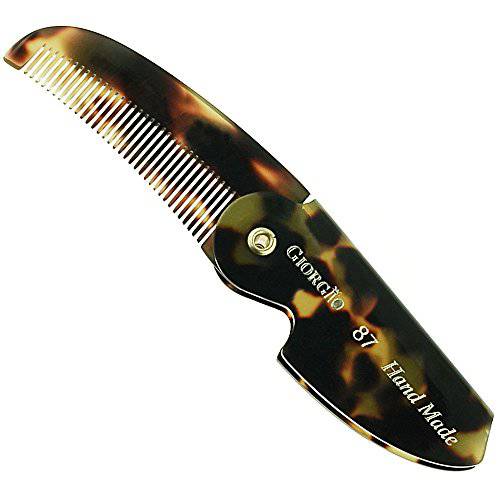 Giorgio G87 4.5 Inch Folding Mustache Comb and Beard Comb, Small Pocket Comb for Men Everyday Grooming and Hair Care. Handmade, Saw-cut and Hand Polished Styling Men’s Folding Comb. Tokyo