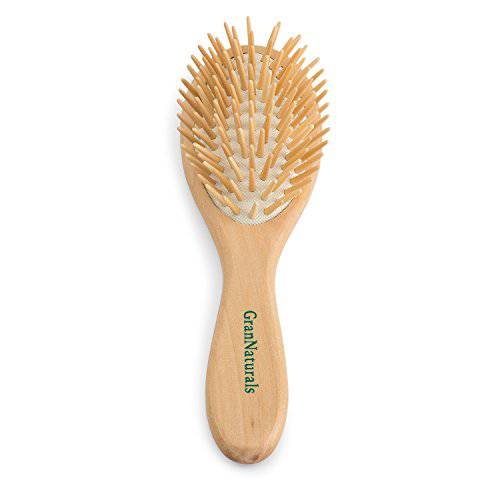 GranNaturals Wooden Brush with Wooden Bristles -Oval Wood Curly Hair Brush for Detangling and Styling for Womens Hair