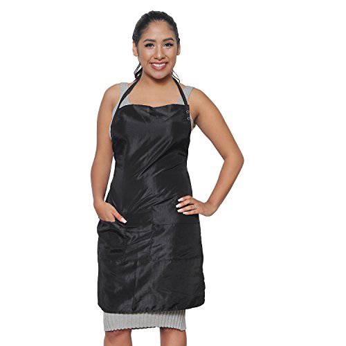 Mane Caper Fashionable Quality Apron, Unisex and Professional Thigh Length with Flaps on Pockets Crinkle Nylon Material Light Weight Extra Protection (black)