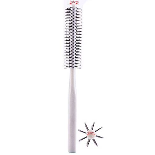 Small Mini Plastic Round Hair Styling Brush with Nylon Bristle for Short Hair Blow Drying, 1 Inch Diameter Barrel