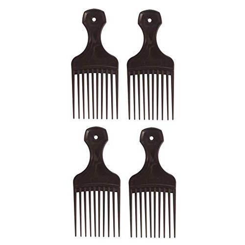 Plastic Hair Pick Comb – Wide Tooth Afro Lift Picks - Pack of 4 Combs - 5.25 Inch - for Hair Styling Lifting Detangling Adding Volume for Long Curly and Thick Hair, Wigs and Beards for Men & Women