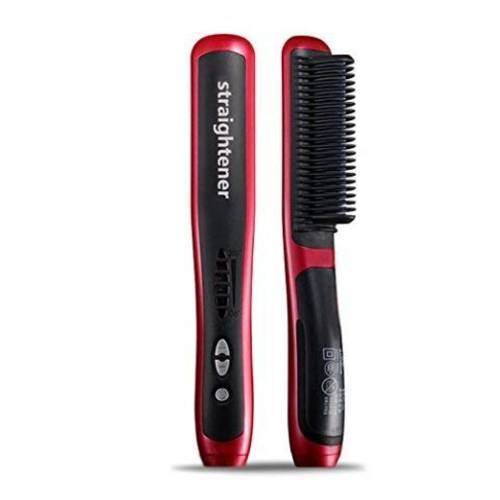 Professional Ceramic Hair Straightener Brush Fast Detangling Electric Strainghtening Comb Anti-Static Anti-Scald. (White)