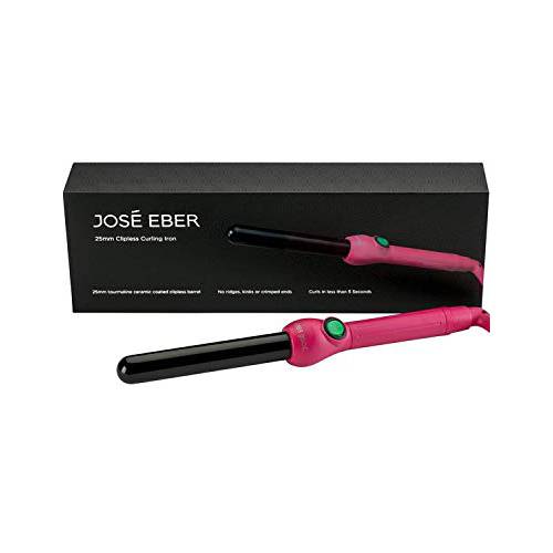Jose Eber 25mm Clipless Digital Curling Iron Wand, Dual Voltage, Pink (Analog)