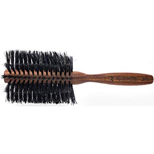 Spornette Italian Rounder 3 Inch (855) - Round Boar Bristle Brush With Wooden Handle For Blow Drying, Styling, Volumizing, Straightening, Curling Medium To Long Thick, Fine, Curly, Or Straight Hair