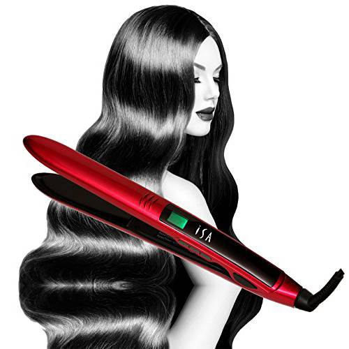 Titanium Flat Iron Digital Hair Straightener by Isa Professional 1 Inch 2 Year Warranty