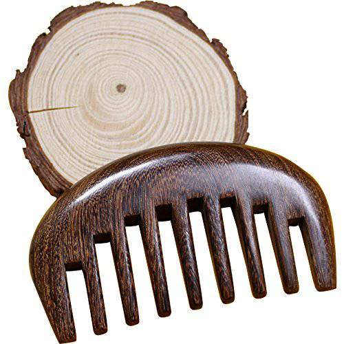 Wood comb Wooden wide tooth hair comb detangler brush -Anti Static Sandalwood Scent handmad with gift package …