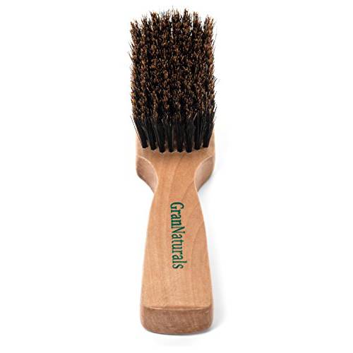 GranNaturals Mens Boar Bristle Hair Brush - Natural Wooden Club Style Wave Brush for Men - Styling Beard Hairbrush for Fine, Thin or Thick Hair