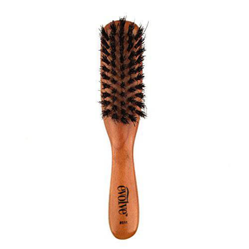 Evolve 100% Boar Bristle Hair Brush, Best Brush for Pocket / Purse / Travel Size, Distribute Natural Oil & Stimulate Scalp, Medium Firmness, Great for Beards
