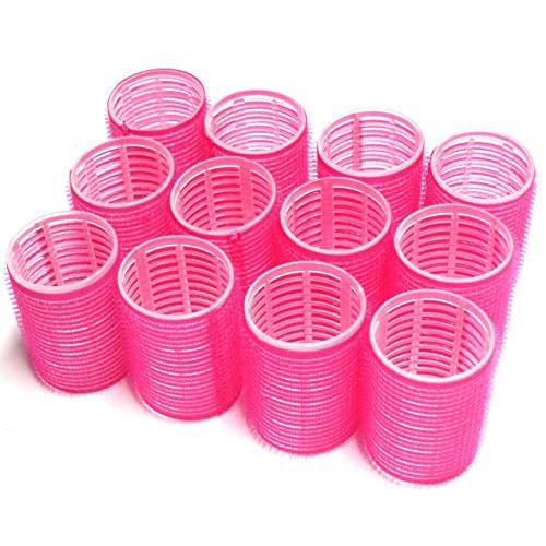 UrbHome Large Hair Rollers, Self Grip, Salon Hairdressing Curlers,Large,(Colors May Vary) ,12 Pack