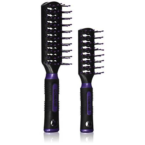 Conair Salon Results Vent Hairbrush Set, Travel Hairbrush and Full-Size Hairbrush Included, Color May Vary, 2 Count