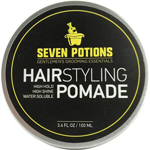 Hair Styling Pomade For Men 3.4 fl oz - High Shine - High Hold Hair Wax - Water Based - Natural, Vegan, Cruelty Free