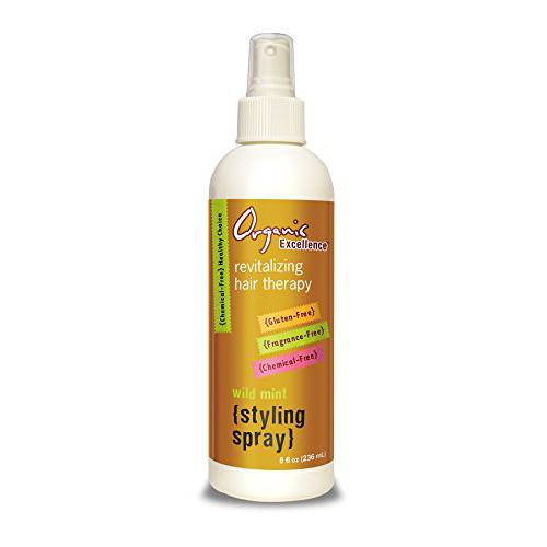 Organic Excellence Wild Mint Hair Styling Spray - 8 oz. Bottle - Revitalizing Hair Therapy, For All Hair Types, Alcohol-Free